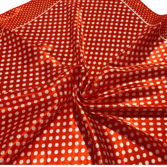 Red White Polka Dot Print Neckerchief Bag Scarf - Picture 3 of 7